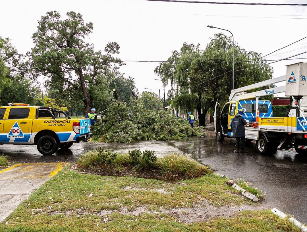 Almirante Brown: los equipos del Municipio trabajan en la calle tras el temporal
