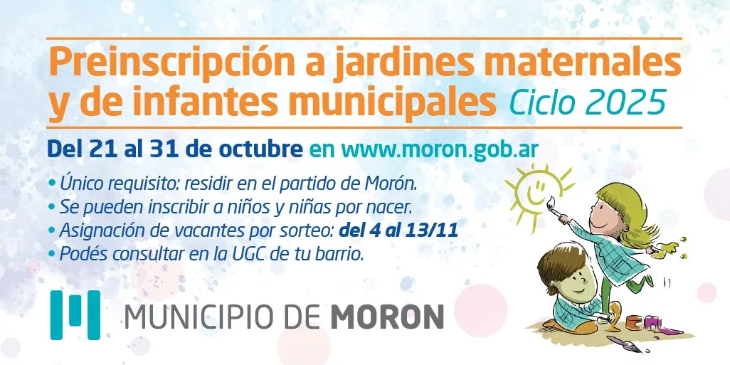 Morón abre la preinscripción 2025 para los jardines municipales